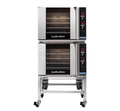 Turbofan E31D4/2C Digital Electric Convection Ovens Double Stacked With Castor Base Stand