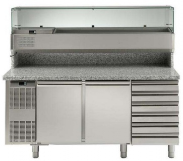 Electrolux 2 Door & 6 Drawer Refrigerated Pizza Counter with Refrigerated Show Case