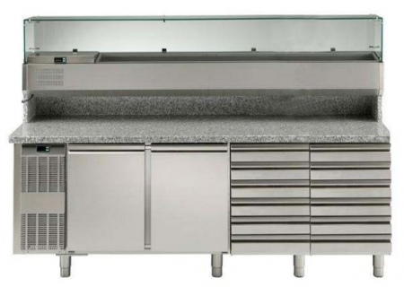 Electrolux 2 Door & 12 Drawer Refrigerated Pizza Counter with Refrigerated Show Case