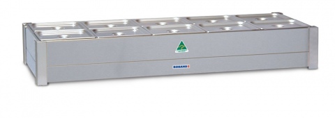 Roband Hot Bain Marie BM25A fits 2 row x 5 1/2 size pans 10 x 1/2 size 100mm pans & lids included