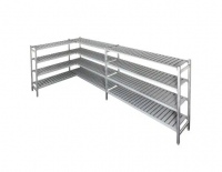 450mm D Complete 4 Tier Aluminium Shelving Unit with Plastic Food Grade Inserts  