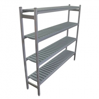 450mm D Complete 4 Tier Aluminium Shelving Unit with Plastic Food Grade Inserts  