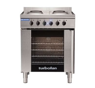 Turbofan E931 4 Hob Electric Range on Electric Convection Oven