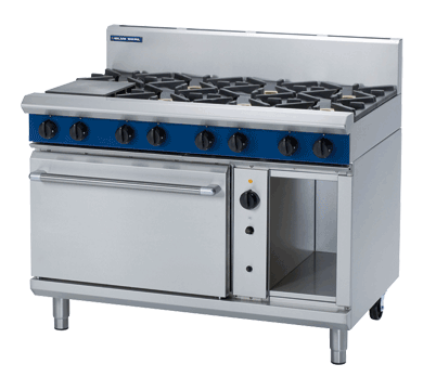 Blue Seal G58D 8 Burner Gas Range on Gas Convection Oven