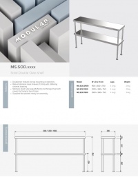 Stainless 900mm Wide Double Overshelf